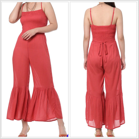 Myra Flared Vermillion Jumpsuit