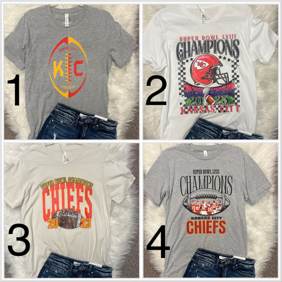 Sz M Chiefs Bella Unisex Tees - DTF Full Vivid Color Design