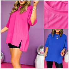  In Stock! Side Slit Drop Shoulder Cotton Blend Tee