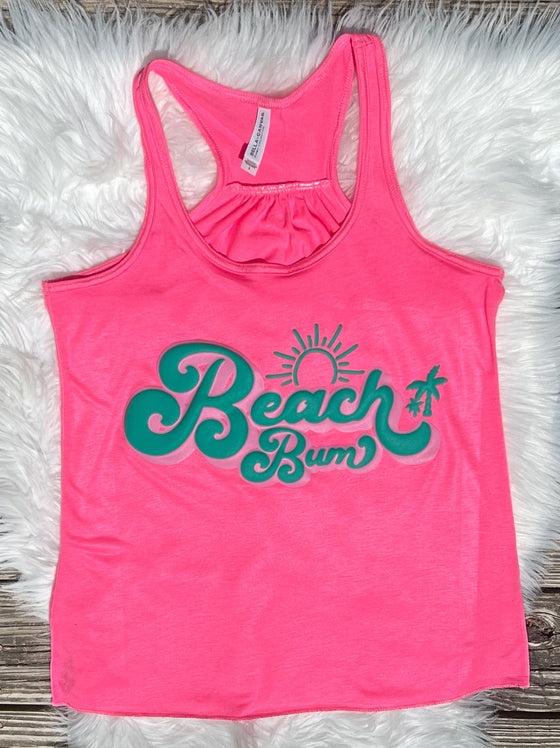 Beach Bum Bella Flowy Racerback In Neon Pink