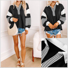  Just Arrived! - Striped Color Block Mid Weight Loose Fit Sweatshirt