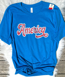  Last One! America - Bright Blue Bella Canvas Short Sleeve Tee