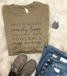  Bella Long Sleeve Tee Olive Green Cozy Fall Football Print