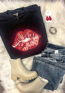  Red Sequin Lips - Short Sleeve, Long Sleeve, Crewneck Sweatshirt or Hoodie