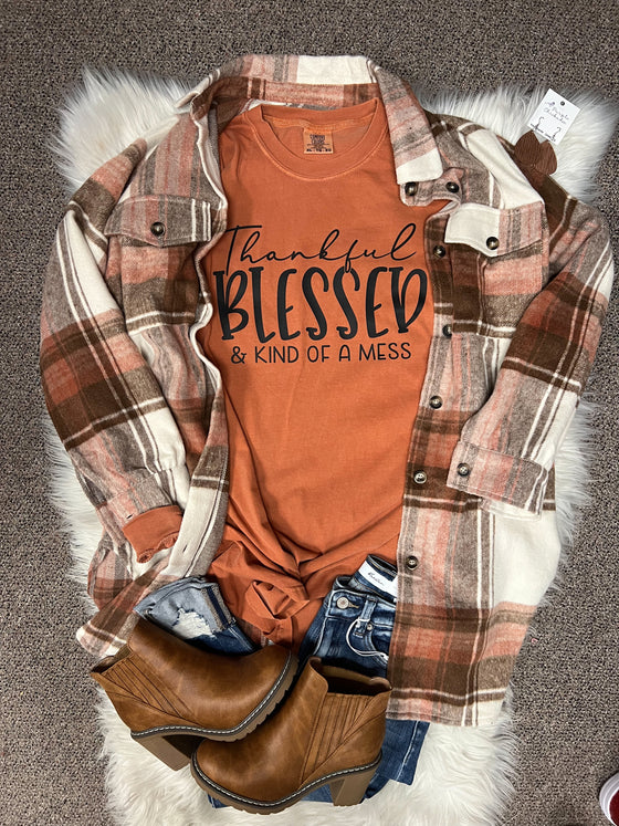 Thankful, Blessed & Kind Of A Mess - Comfort Colors Long Sleeve