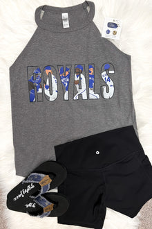  Royals - Everyone’s Favorite Tri Rocker Black Halter Tank!