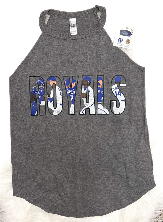 Royals - Everyone’s Favorite Tri Rocker Black Halter Tank!