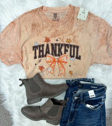  Comfort Colors Color Blast Autumn Short Sleeve Tee - Thankful Plaid Bow