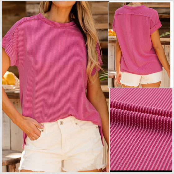 Textured Knit Short Sleeve - In Stock