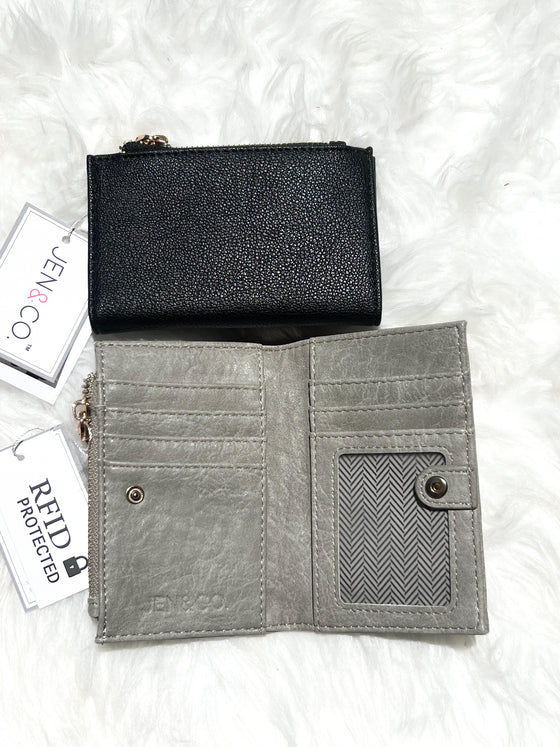 In Stock! New Arrival! Zip Top Wallet By Jen & Co - RFID Protection- Anti Theft