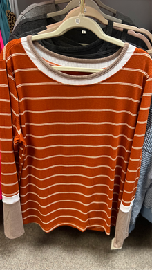  Last 1! Sz 2XL - Rust Stripe Long Sleeve