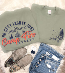  Camp Fire Nights Stonewash Green Crew Sweatshirt