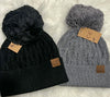 Lurex Cable Knit Pom C.C Beanie