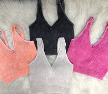  Restocked! Customer Fav! Mineral Washed Ribbed Removable Bra Pad Crop Tank Bralette