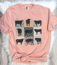  Cow Patchwork Comfort Colors Short Sleeve Tee