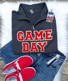  Game Day Chenille Design Quarter Zip Pullover