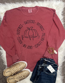  Comfort Colors Long Sleeve Tee Pumpkins, Bonfires, Falling Leaves