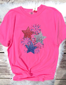  Stars - Comfort Colors Neon Pink Short Sleeve Tee