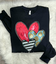  S, M, L, XL, 2XL Bella Long Sleeve Tee Hearts