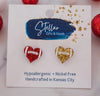 Just Arrived! Kansas City Hand Painted Glitter Heart Football Studs