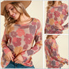 M, 2X, 3X Haptics Taupe Multi Vintage Floral Fall Long Sleeve