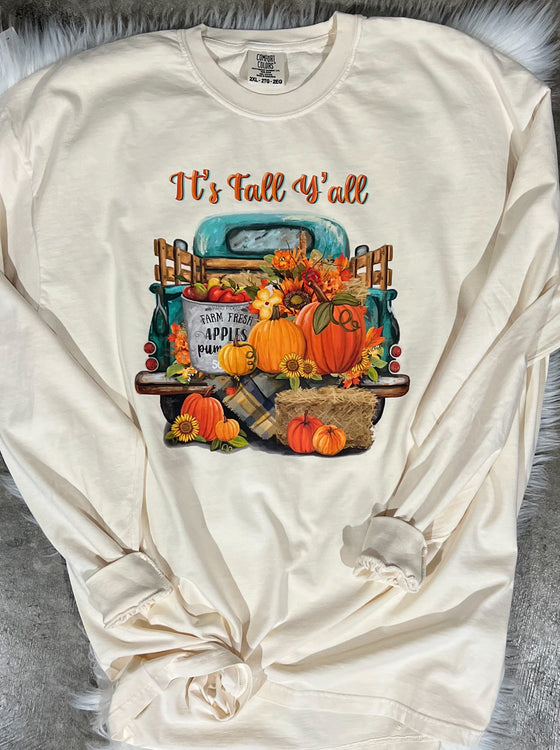 Comfort Colors Long Sleeve It’s Fall Ya All Vintage Truck & Pumpkins