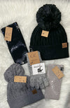 Lurex Cable Knit Pom C.C Beanie