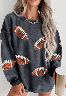  Sequin Football Patch Chorded Crew