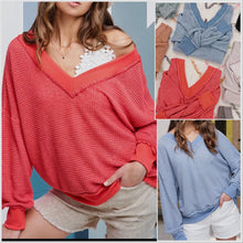  New Arrival! In Stock! La Miel Holly Waffle Loose Fit Top