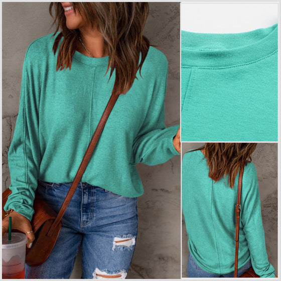 In Stock! Long Sleeve Loose Fit Knit Top