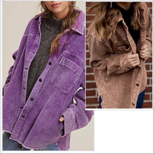  NEW COLOR! LOOSE Fit! TOP SELLER! RESTOCK! La Miel Chelsie Washed Corduroy Jacket - Coffee or Purple