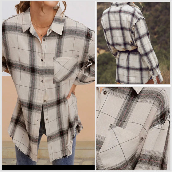 La Miel Plaid All Seasons Button Down - Fray Trim