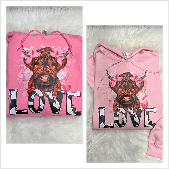 S, M, 2XL Love Cow Hoodie