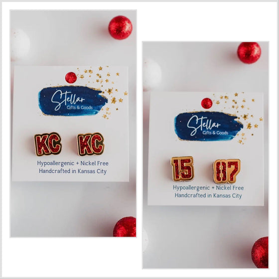 Just Arrived! KC or 15/87 Glitter Red Gold Studs