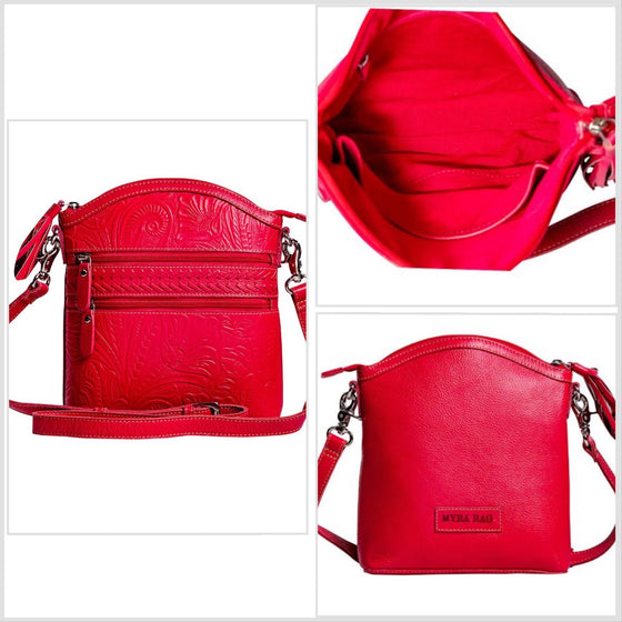 Myra Clarendon Embossed Leather Bag in Rose Pink