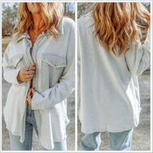  In Stock! Gray Contrast Loose Fit Shacket