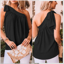  In Stock! Black Asymmetrical Tie Shoulder