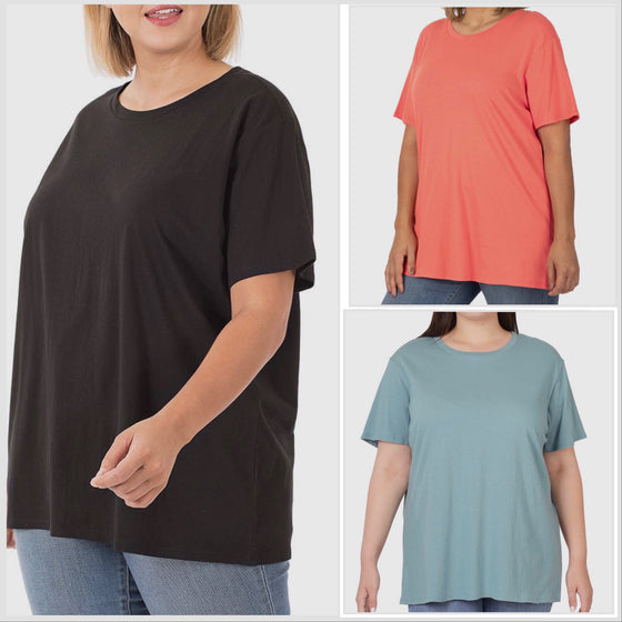 Plus Zenana Cotton Round Neck Tee