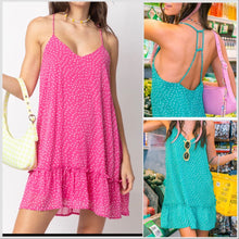  Sleeveless Spotted Braided Strap Mini Dress