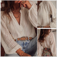  In Stock! Long Sleeve Button Up Lace Top