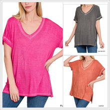  In Stock! Zenana Washed V-Neck With High Low Hem