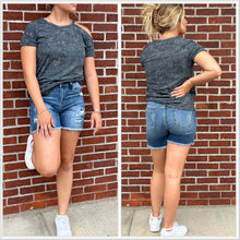  Gray Vintage Wash Cold Shoulder Tee