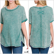  Sz L/XL - Zenana Washed Loose Fit Waffle Top