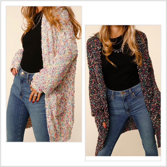 Restocked Now In Rust, Black or Cream! Customer Fav! Haptics Confetti Pocket Cardigan Cream or Black