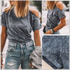 Gray Vintage Wash Cold Shoulder Tee