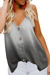 M, XL Gray-XL Blue Ombre Button Up V Neck Strappy Tank Top