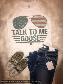  Talk To Me Goose Vintage Design Tri Rocker Tank