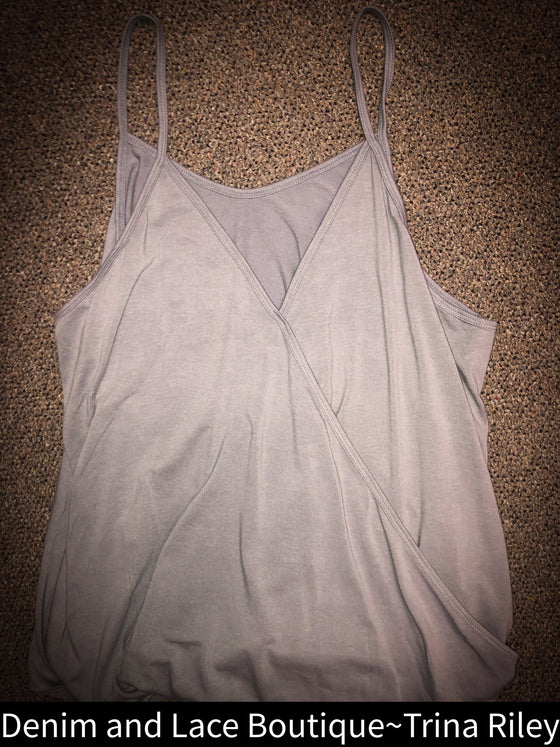 2XL Gray Available! Surplice Slimming Tank Top