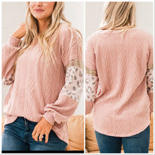  RESTOCKED! Pink Knit Long Sleeve With Sequin & Leopard Contrast