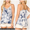 S, M, L Available! Runs Loose - Gigio Denim Blue Tie Dye V-Neck Surplice Hem Tank